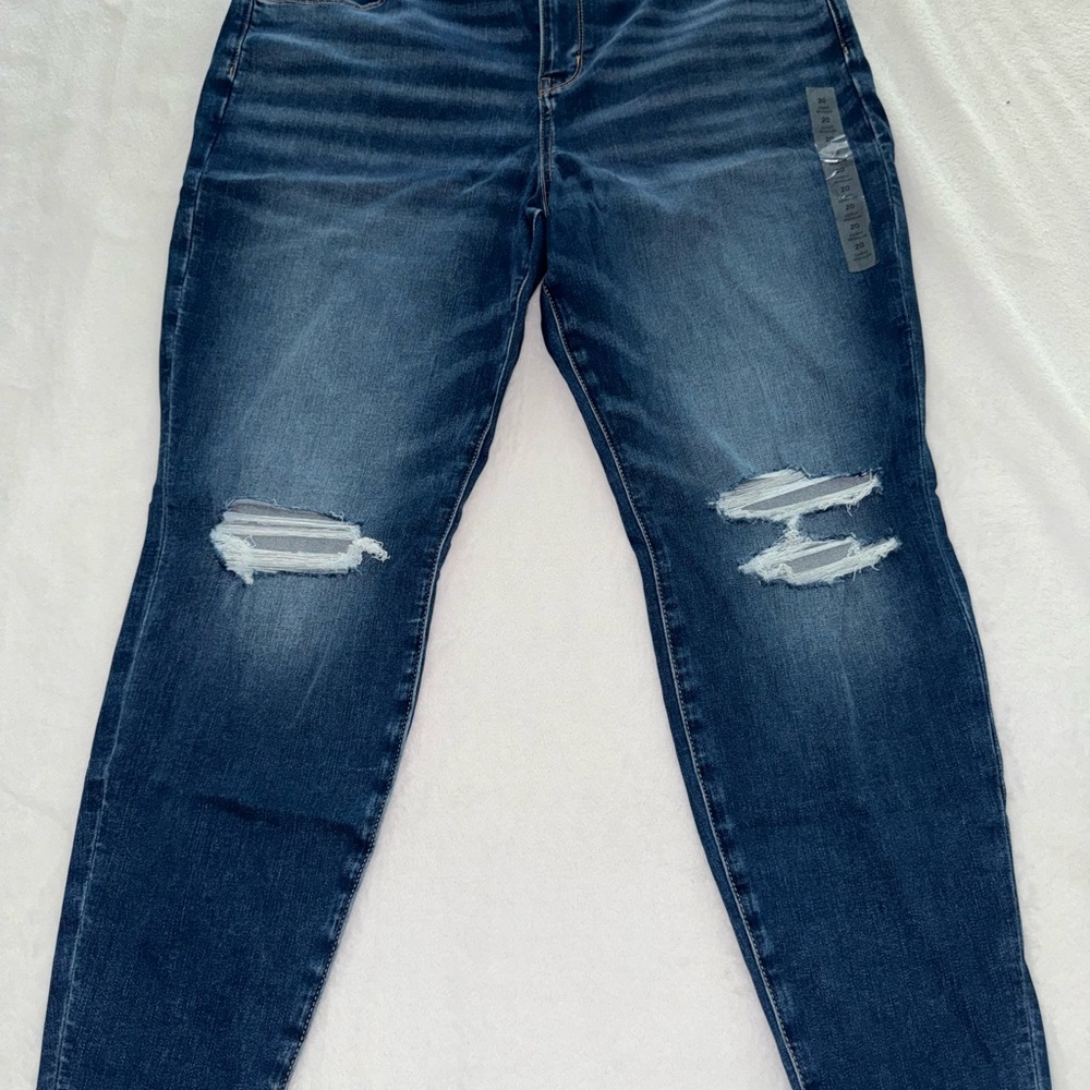 American Eagle Outfitters Dark Blue Distressed Skinny Jeans